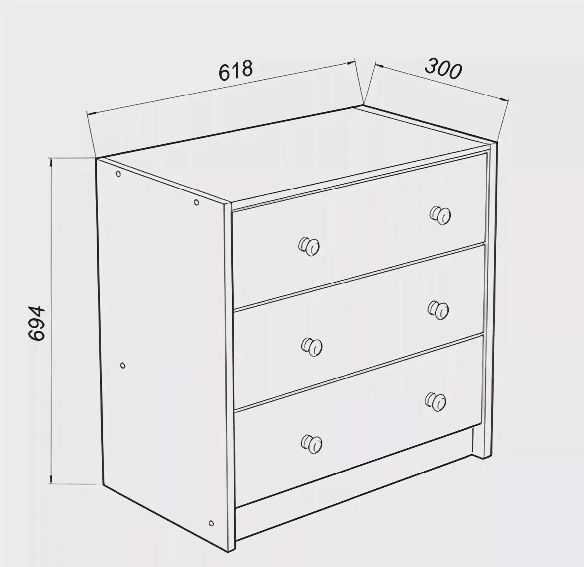Комод 03 Вествик ИКЕА арт.414205001000 Белый лак 618х300х694 (ГУД ЛАКК)-3