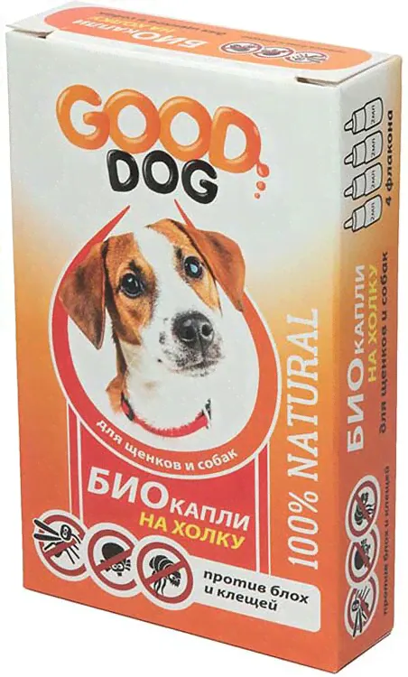 Good Dog Гуд Дог Антипаразитарные БИО капли для Щенков и Собак от блох и клещей, 2 мл (FG11103)