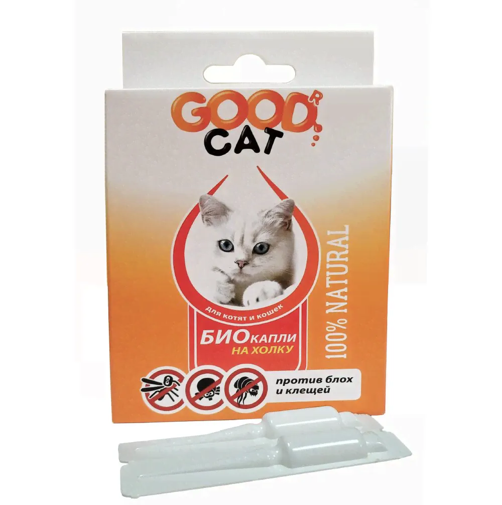Good Cat Гуд Кэт Антипаразитарные БИО капли для Котят и Кошек от блох и клещей, 1мл (FG11204)
